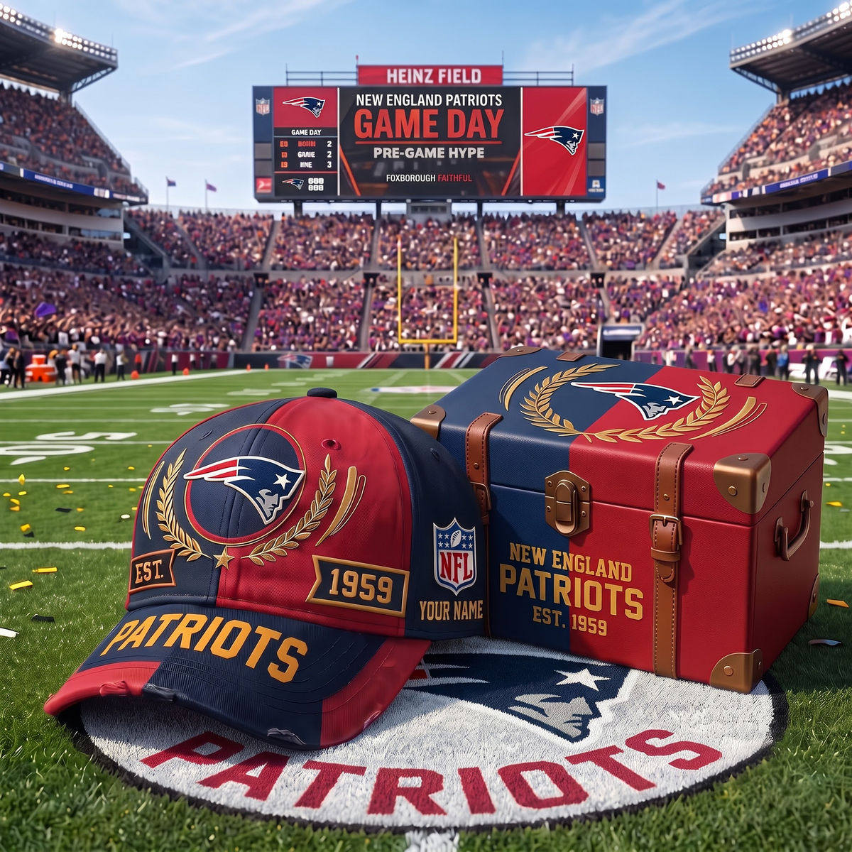 NE X Premium NFL Fan Cap & Collector Box Set – Custom Name Edition