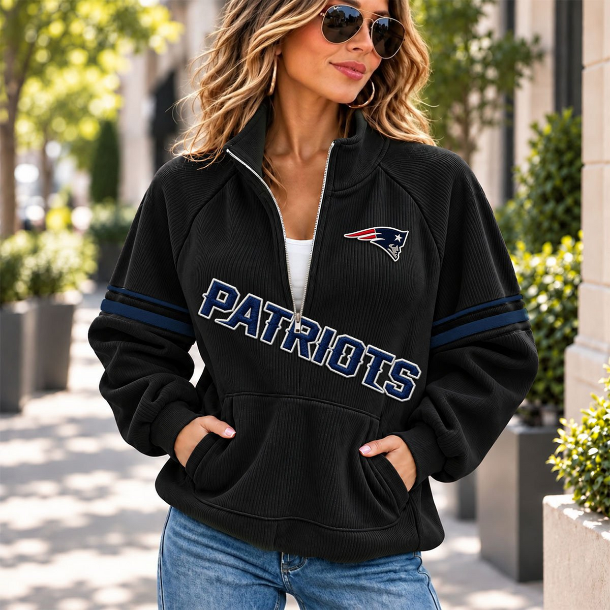 NE x NFL Corduroy half-zip sweatshirt