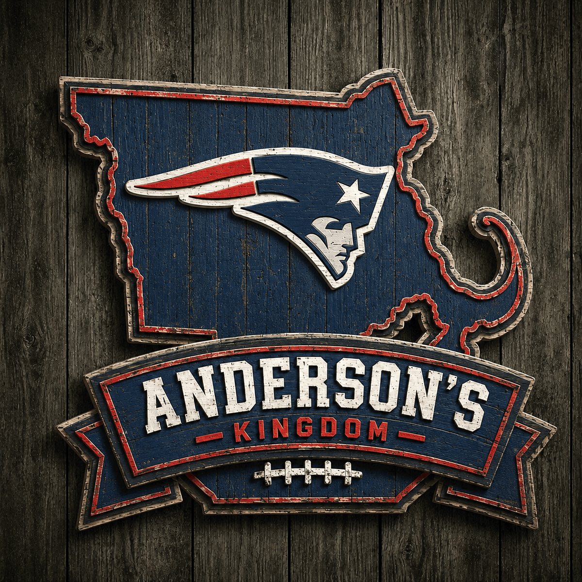 NE x NFL Personalized Vintage Wooden Sign
