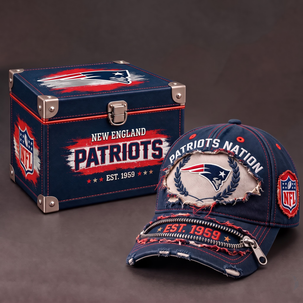 NEP x 1-of-1 NFL Distressed Zipper Cap With Gift Box