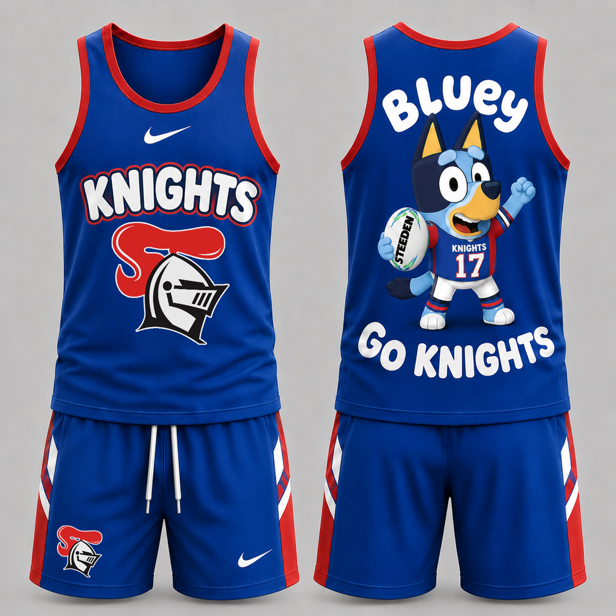 NEWI Premium NRL Game Day Cartoon Character Sleeveless Tank Top & Shorts Set