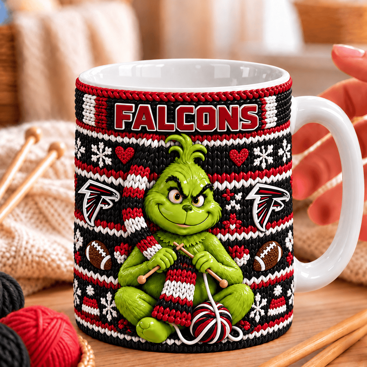 NFL x ATL Grinch Knitting Coffee Mug