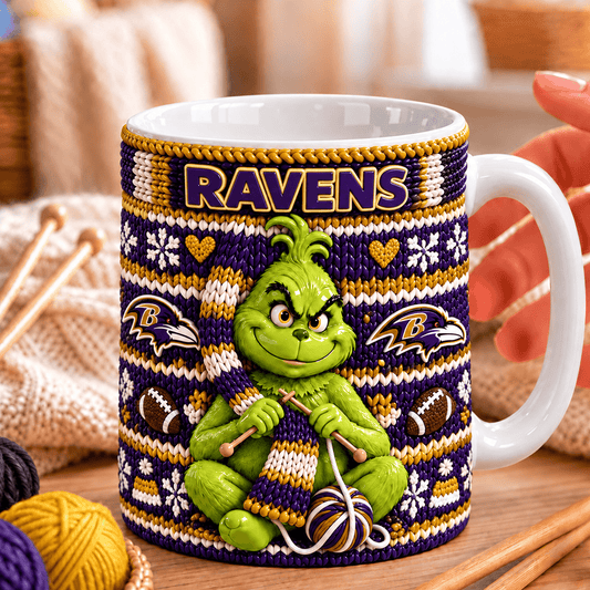 NFL x BAL Grinch Knitting Coffee Mug