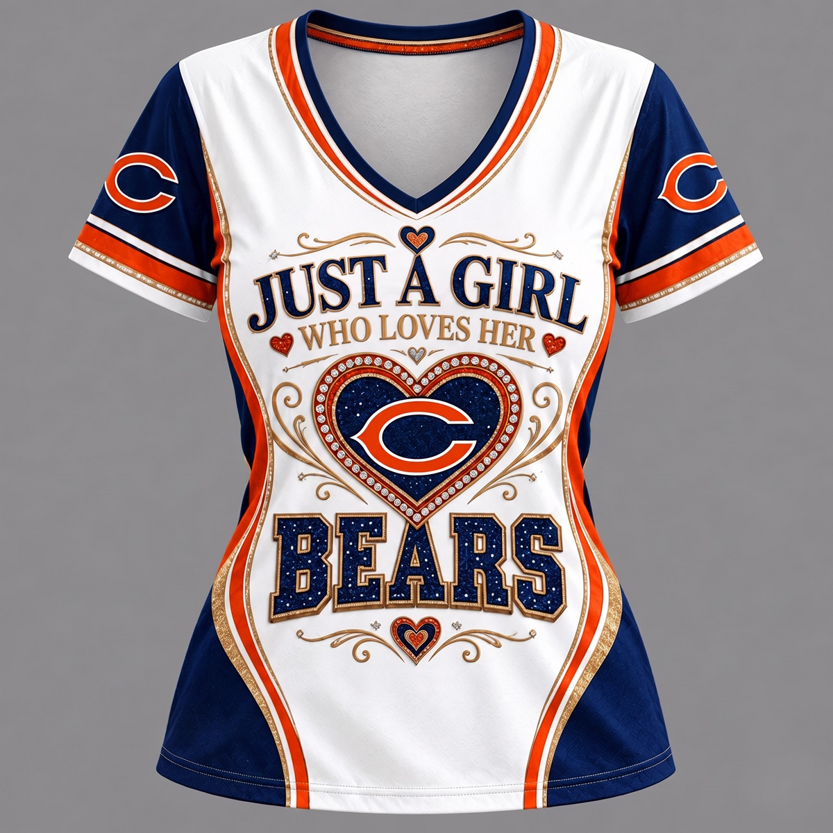 NFL x CHI Just A Girl V-Neck Shirt