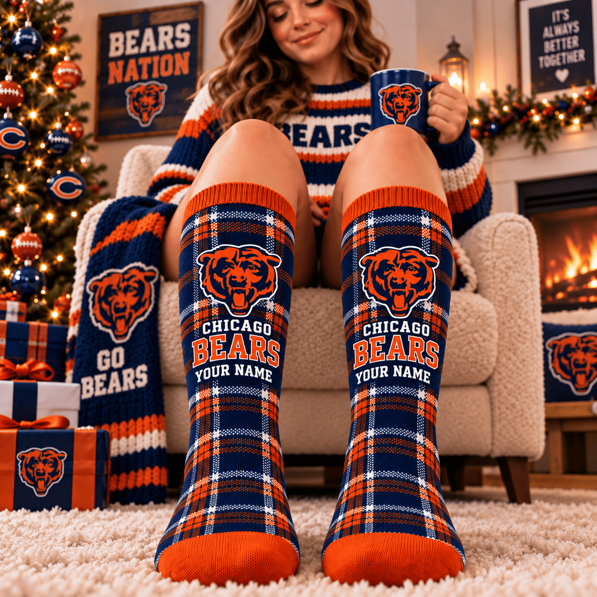 NFL x CHI Personalized Name New Socks