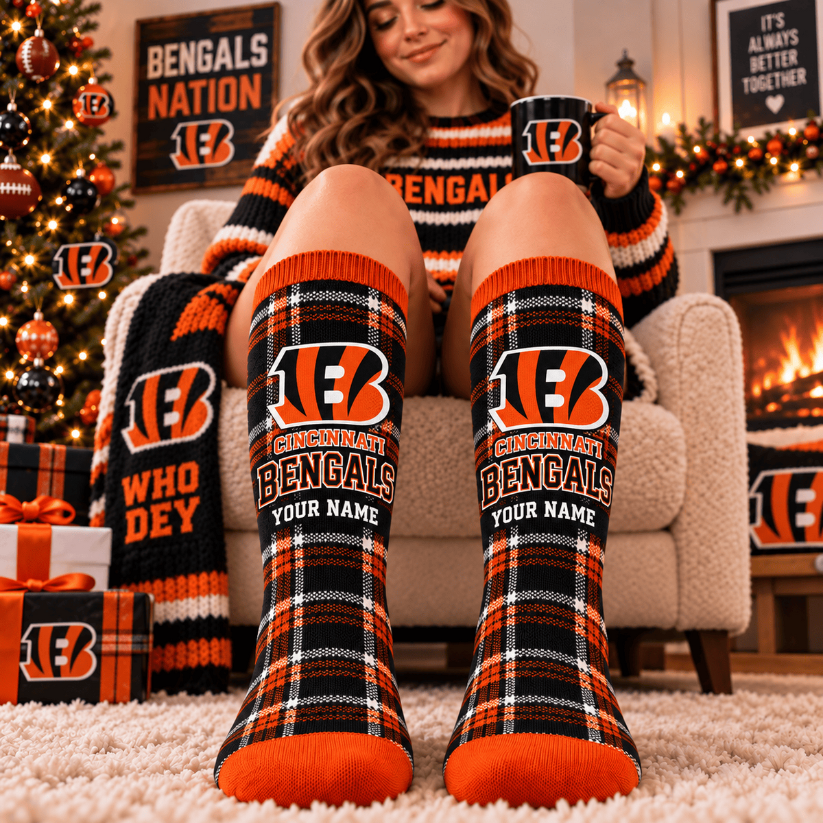 NFL x CIN Personalized Name New Socks