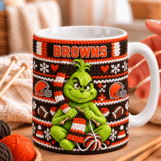 NFL x CLE Grinch Knitting Coffee Mug
