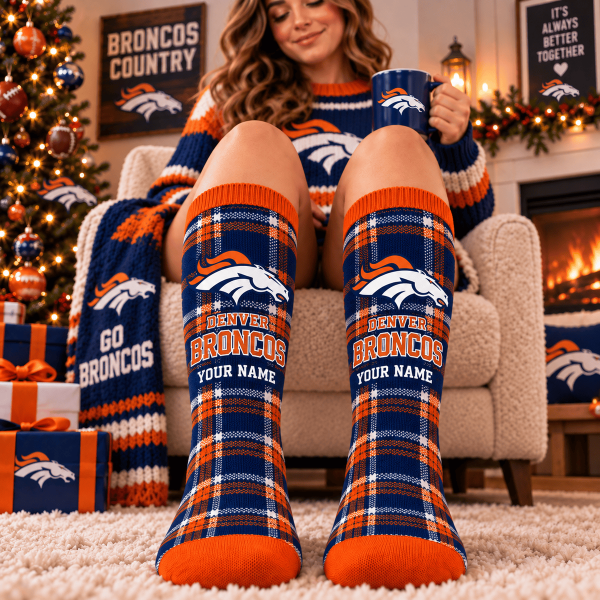 NFL x DEN Personalized Name New Socks