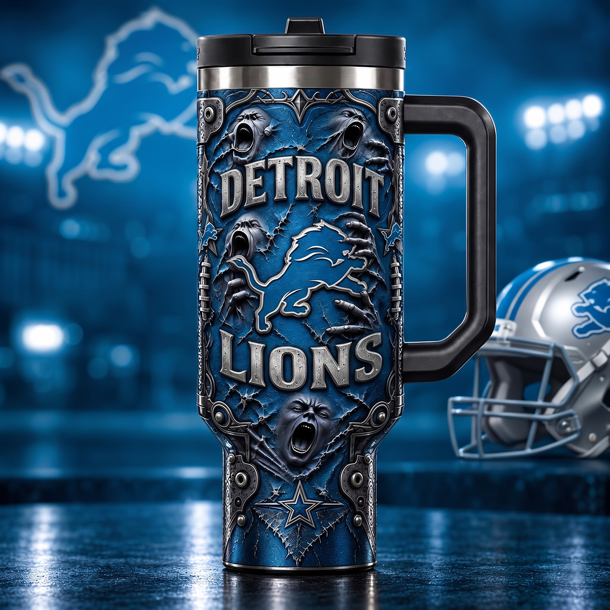 NFL x DET Ghost 40oz Tumbler With Straw