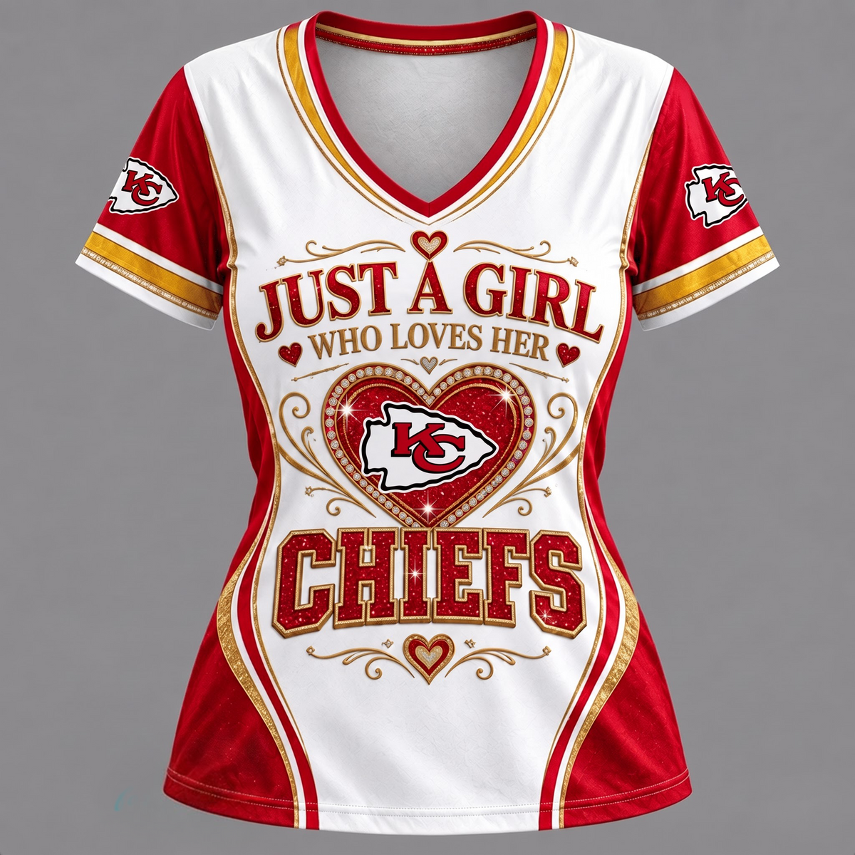 NFL x KC Just A Girl V-Neck Shirt