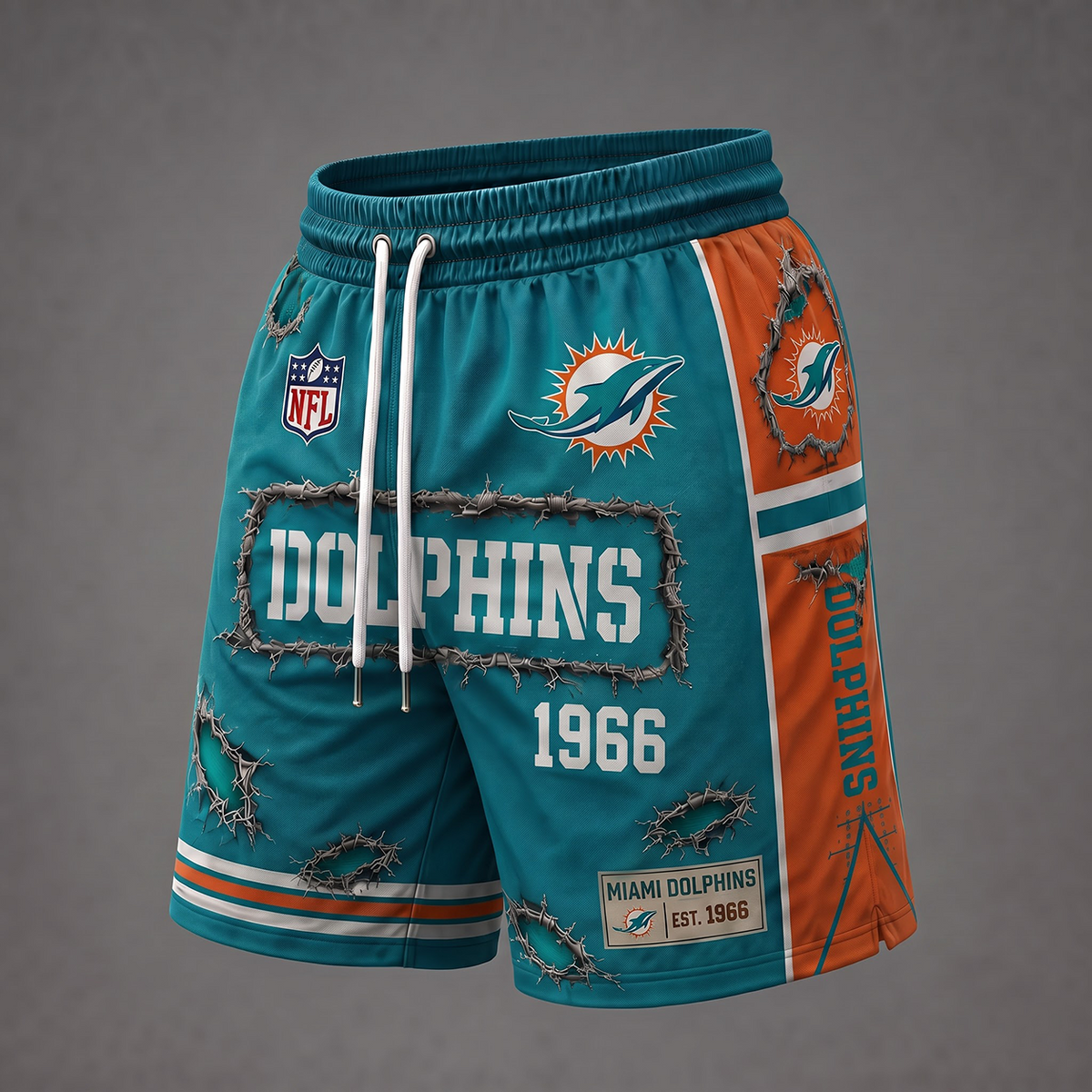 NFL x MIA Distressed Shorts