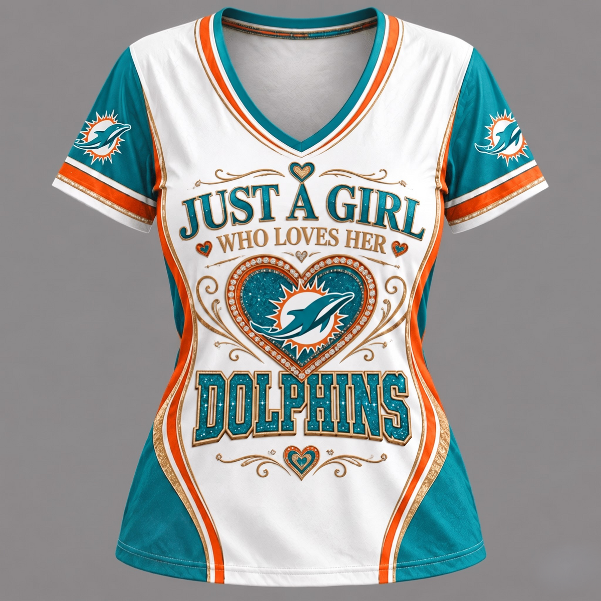NFL x MIA Just A Girl V-Neck Shirt
