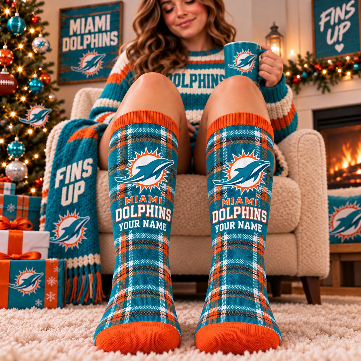NFL x MIA Personalized Name New Socks