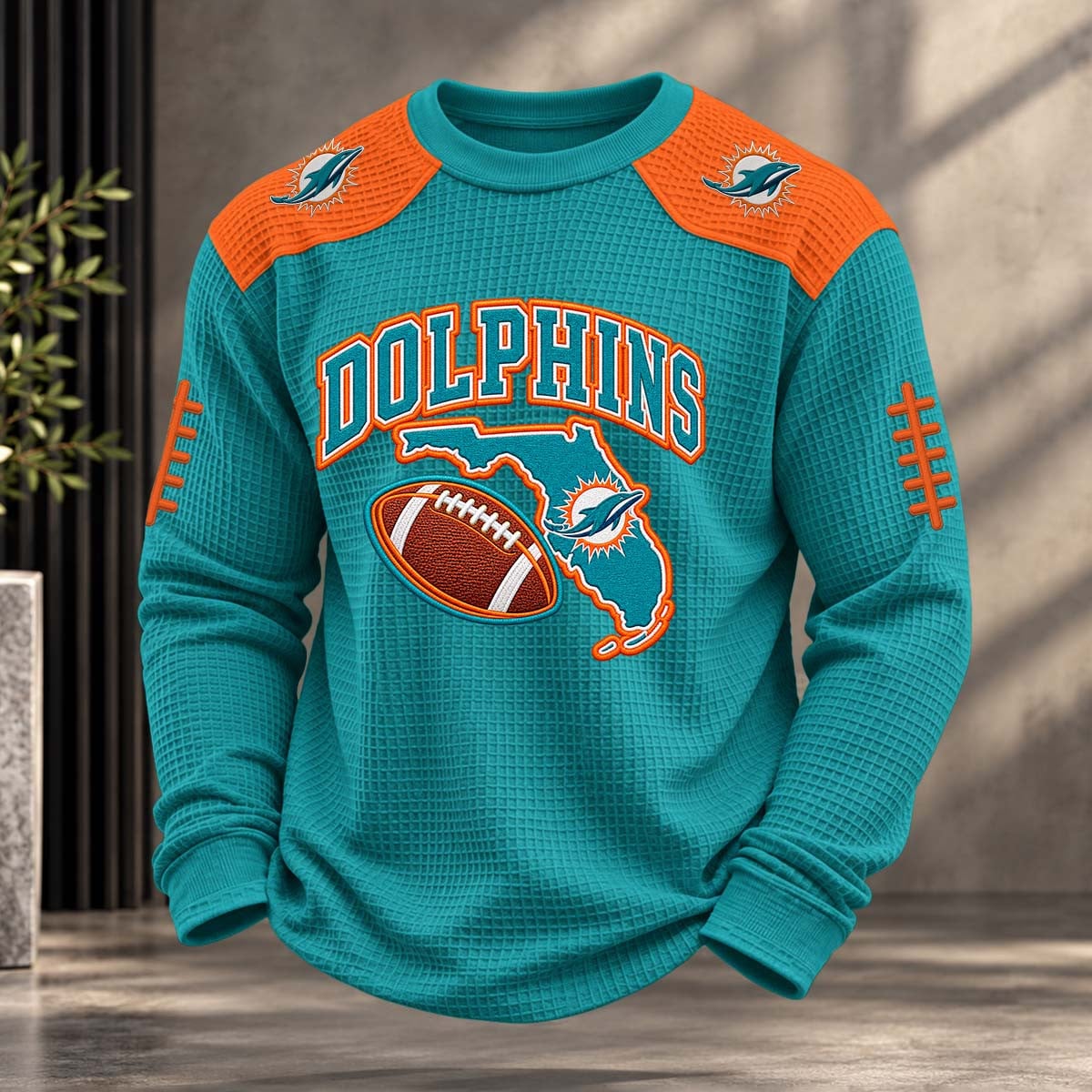 NFL x MIA Team Color Waffle Sweatshirt