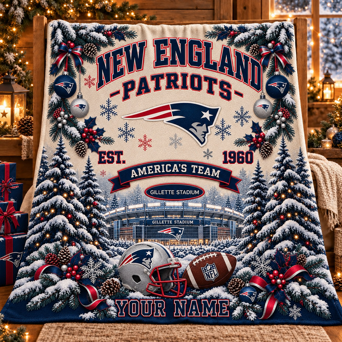 NFL x NE America Personalized Name Blanket