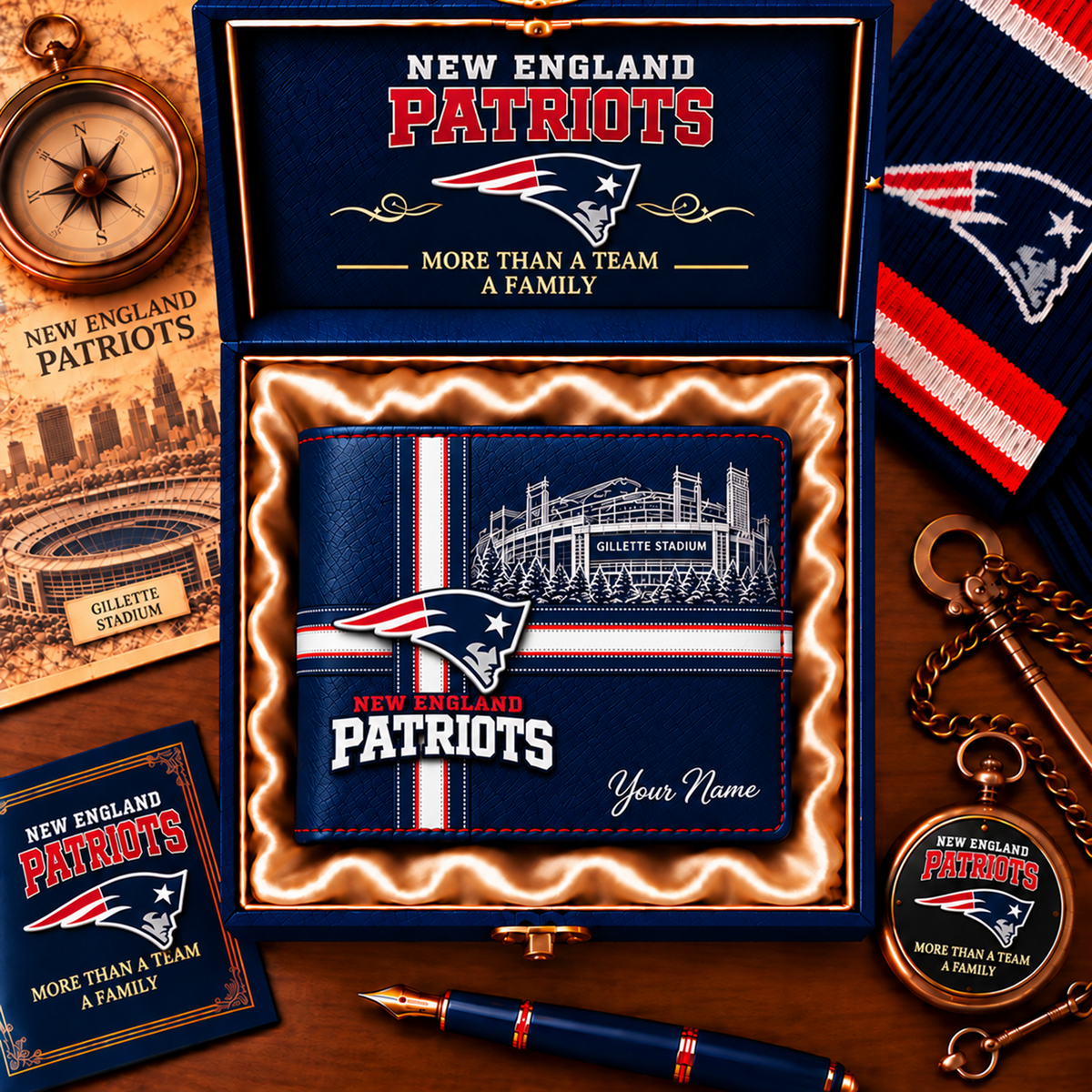 NFL x NE Custom Name Leather Wallet