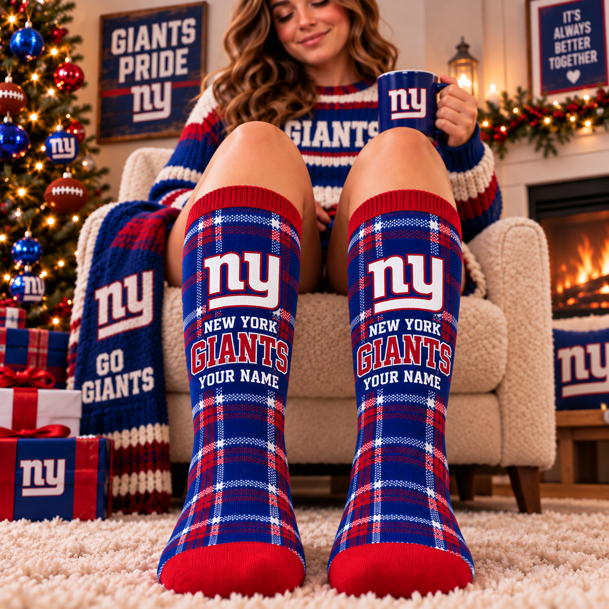 NFL x NYG Personalized Name New Socks