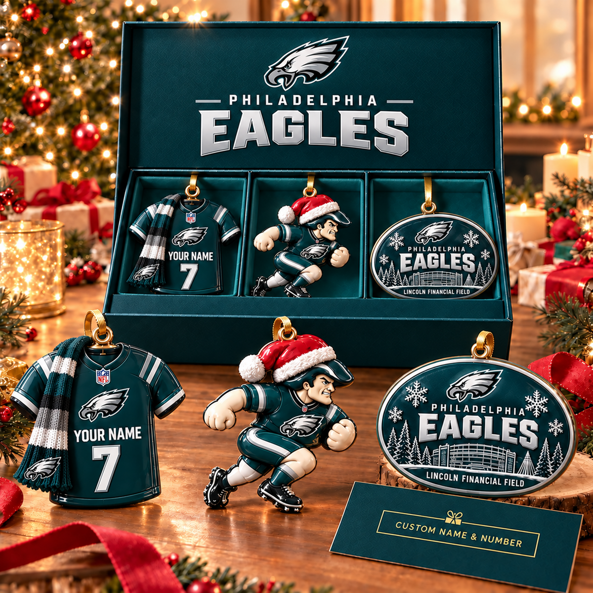 NFL x PHI Christmas Ornament Set