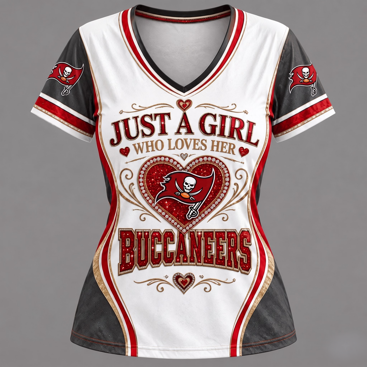 NFL x TB Just A Girl V-Neck Shirt