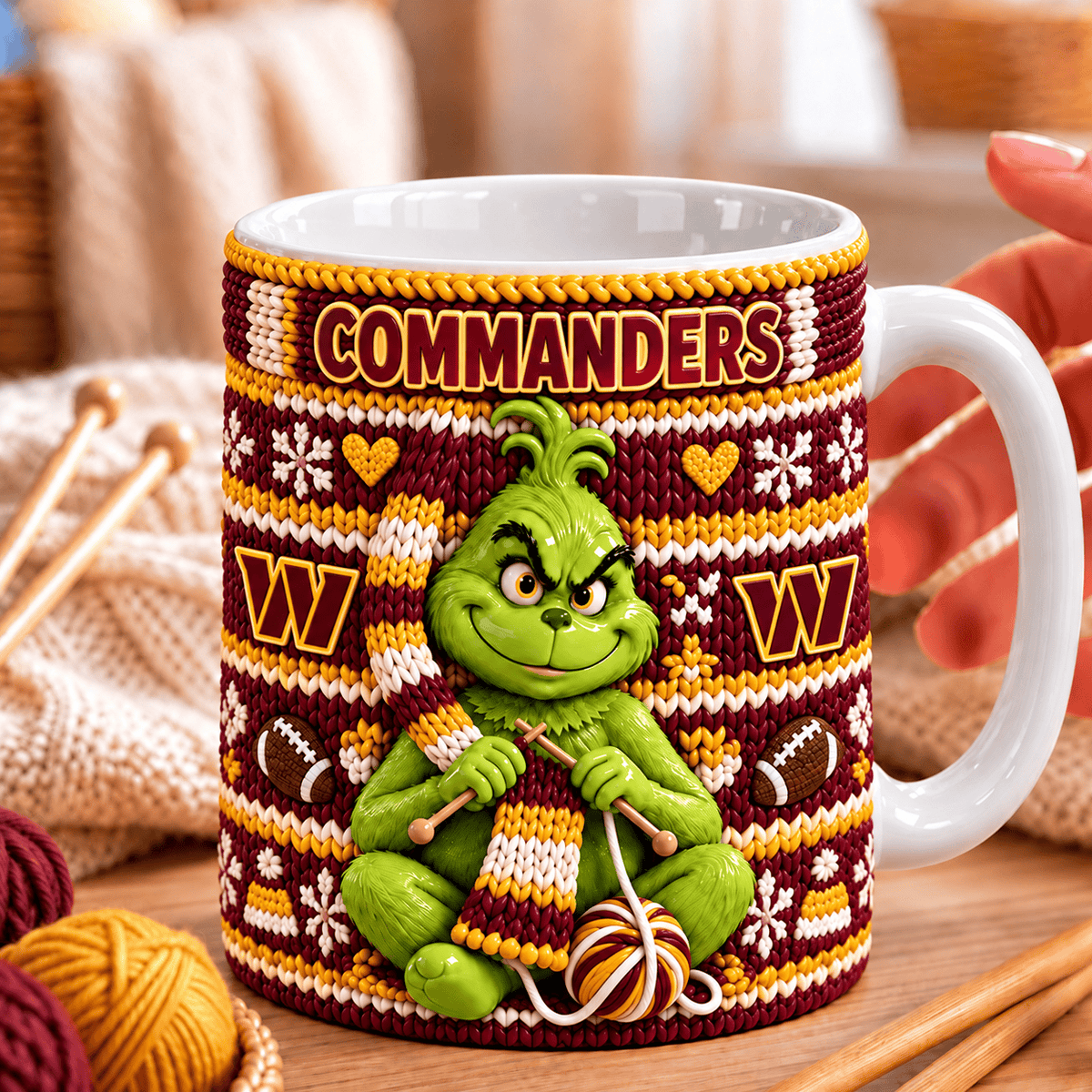 NFL x WAS Grinch Knitting Coffee Mug