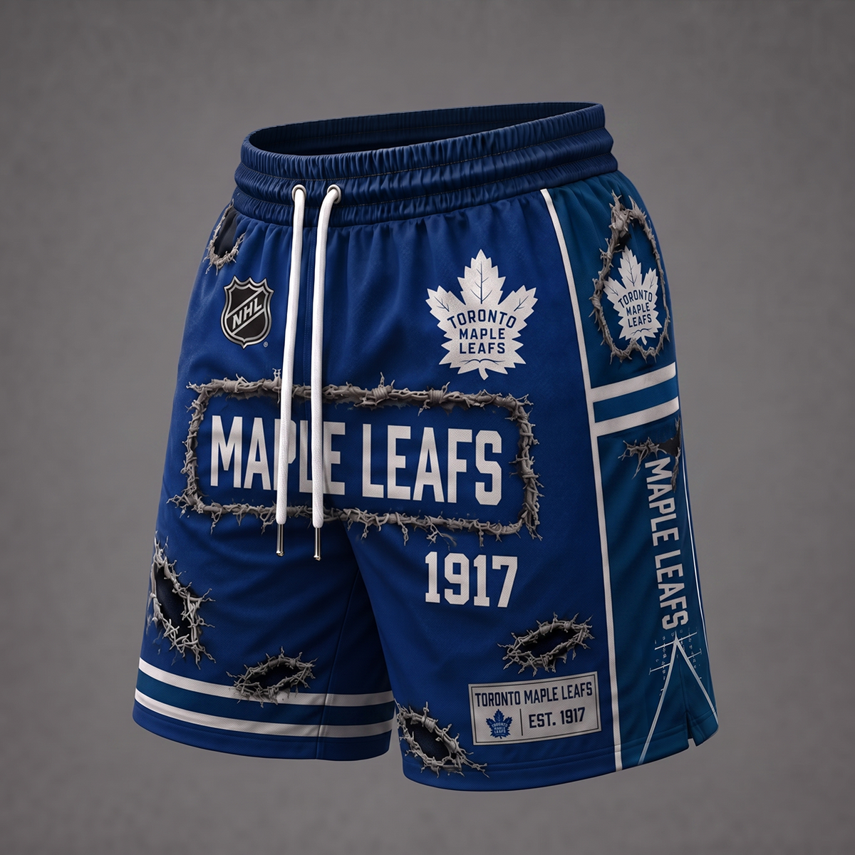 NHL x TOR Distressed Shorts