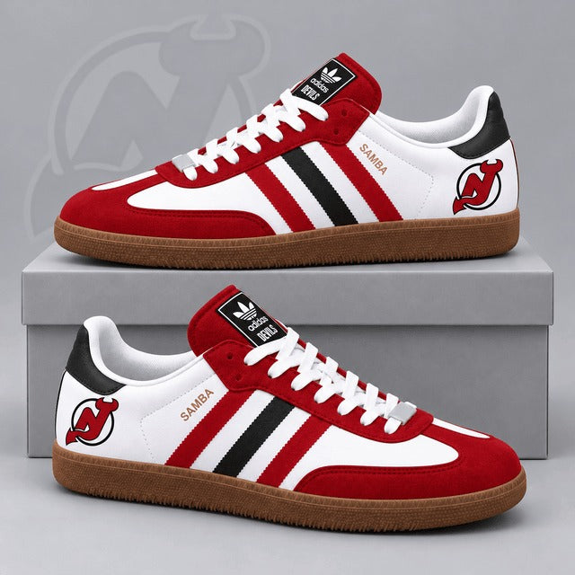 NJD x NHL Retro Samba Low Top Sneakers Classic Three Stripe Hockey Fan Casual Shoes