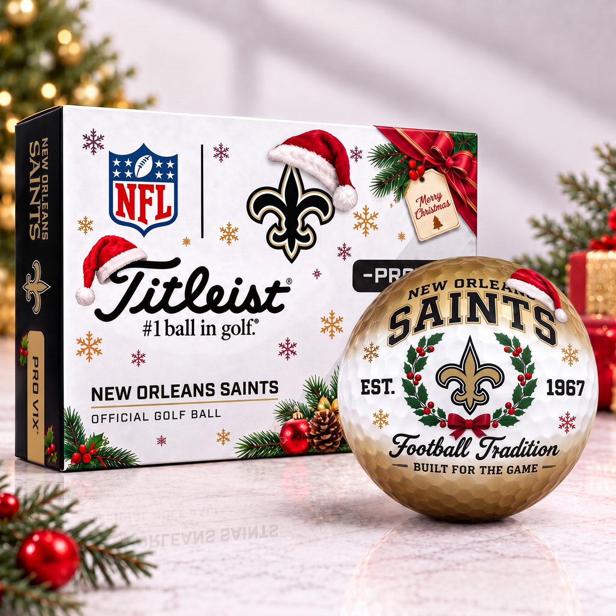 NO X Custom NFL Team Christmas Titleist Pro V1x Golf Balls Set
