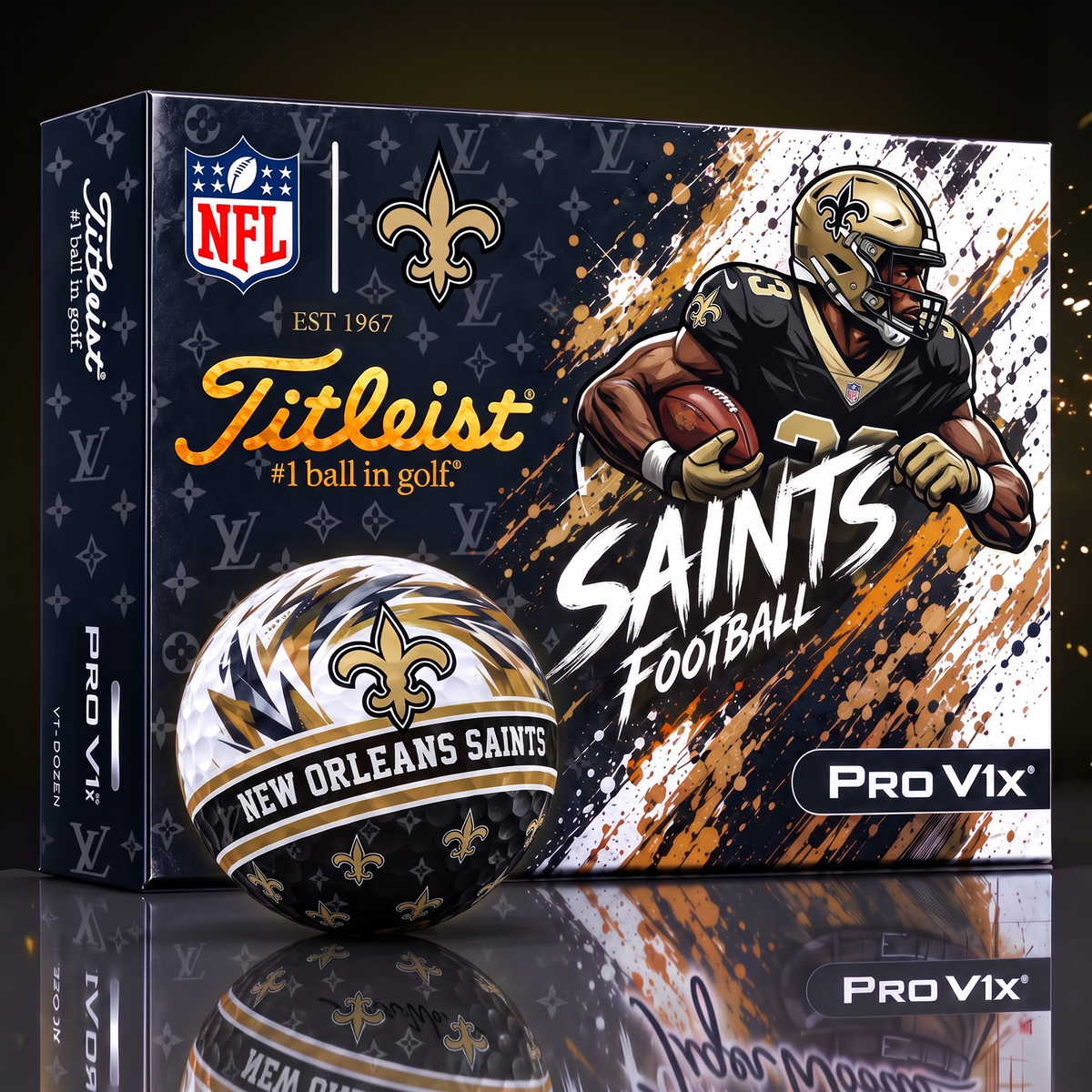 NO X Custom NFL x LV Dynamic Paint Splatter Golf Balls