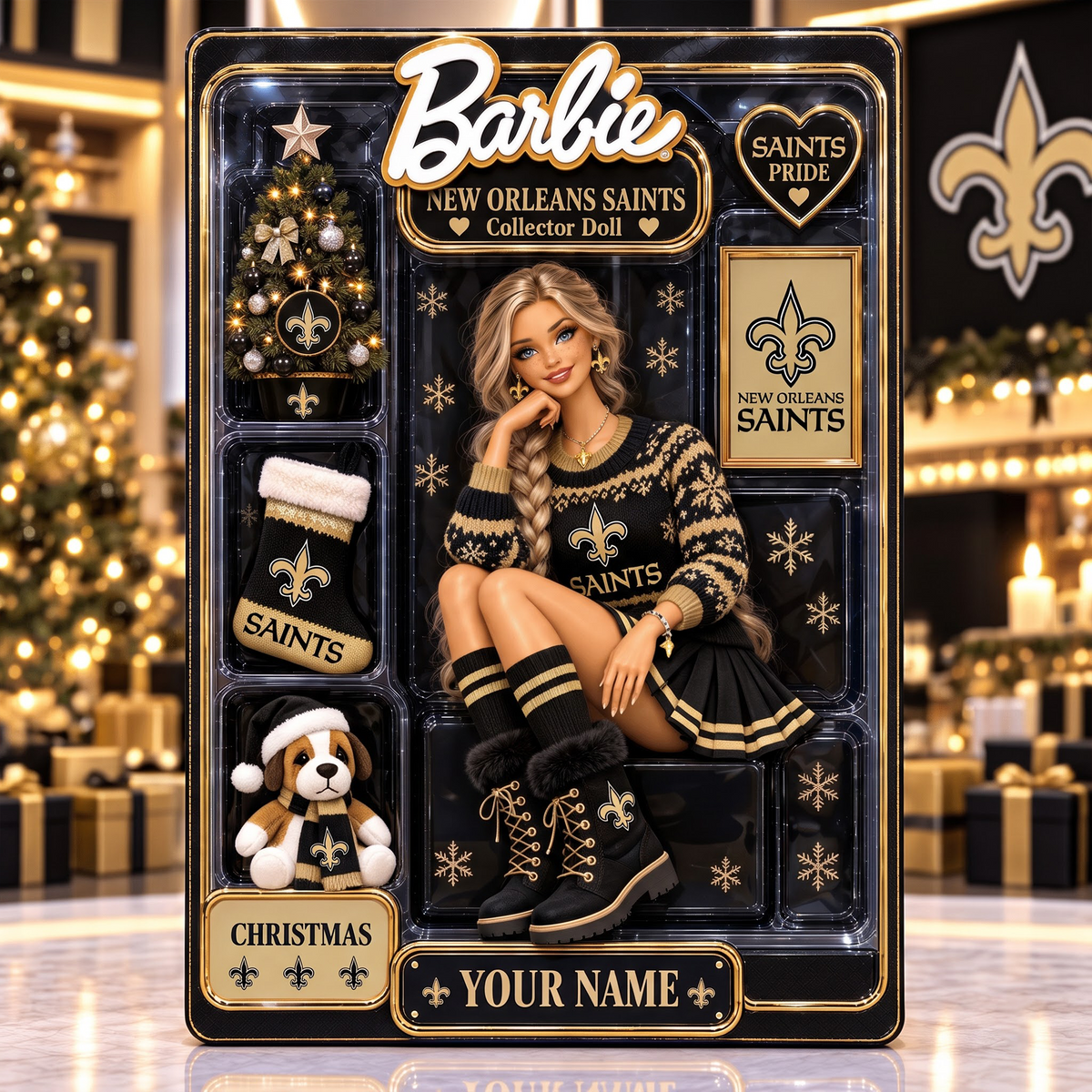 NO X NFL Collector Edition Barbie Christmas Acrylic