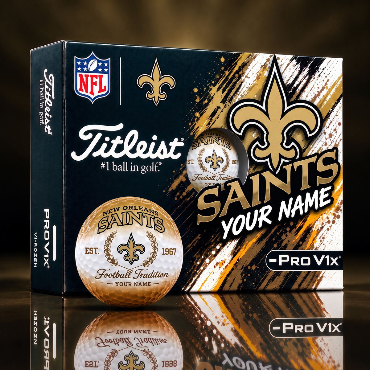 NO X PERSONALIZED NFL MAKER-MADE TITLEIST PRO V1X GOLF BALLS
