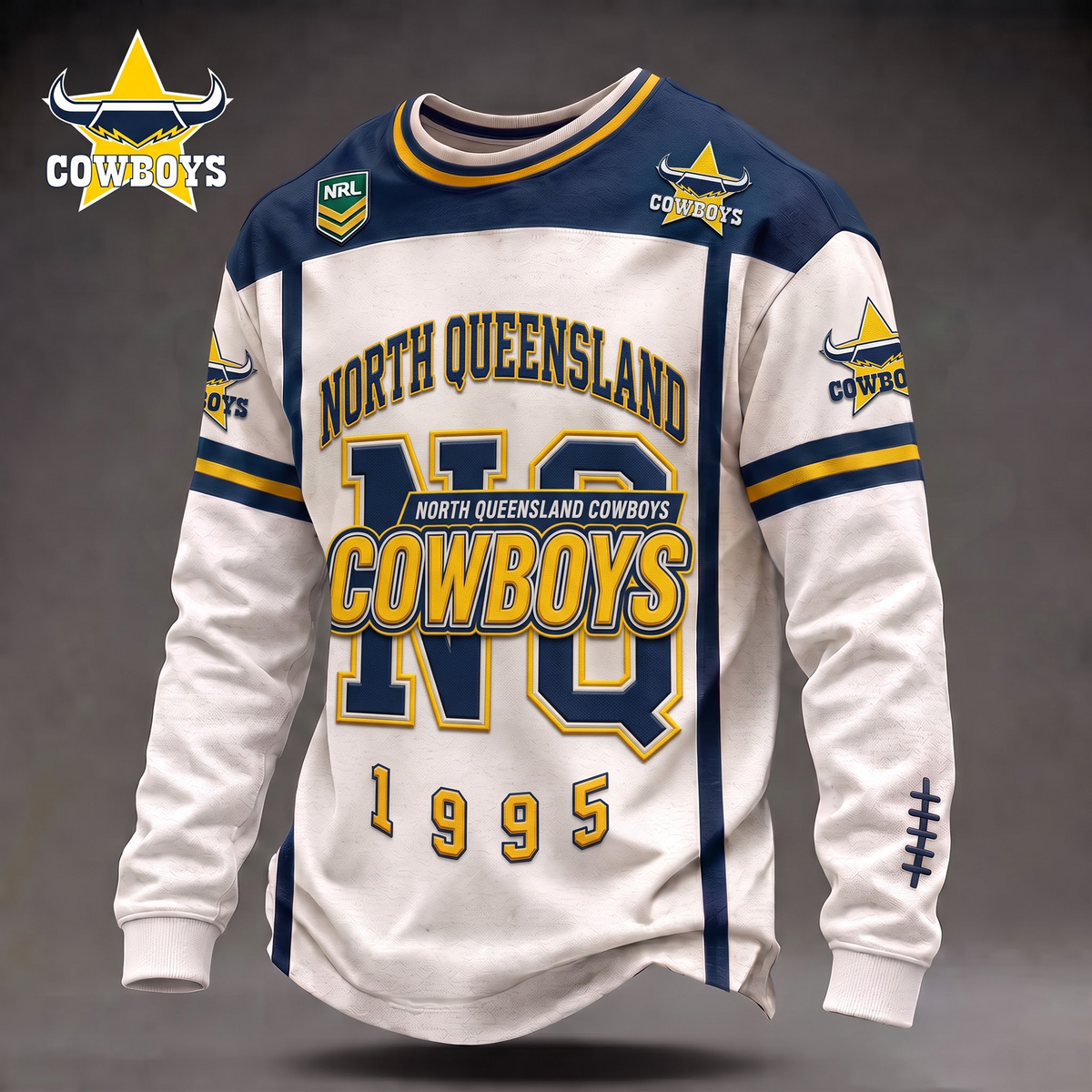 NQC x Custom 1-of-1 Personalized NRL Team Vintage Distressed Long Sleeve Shirt