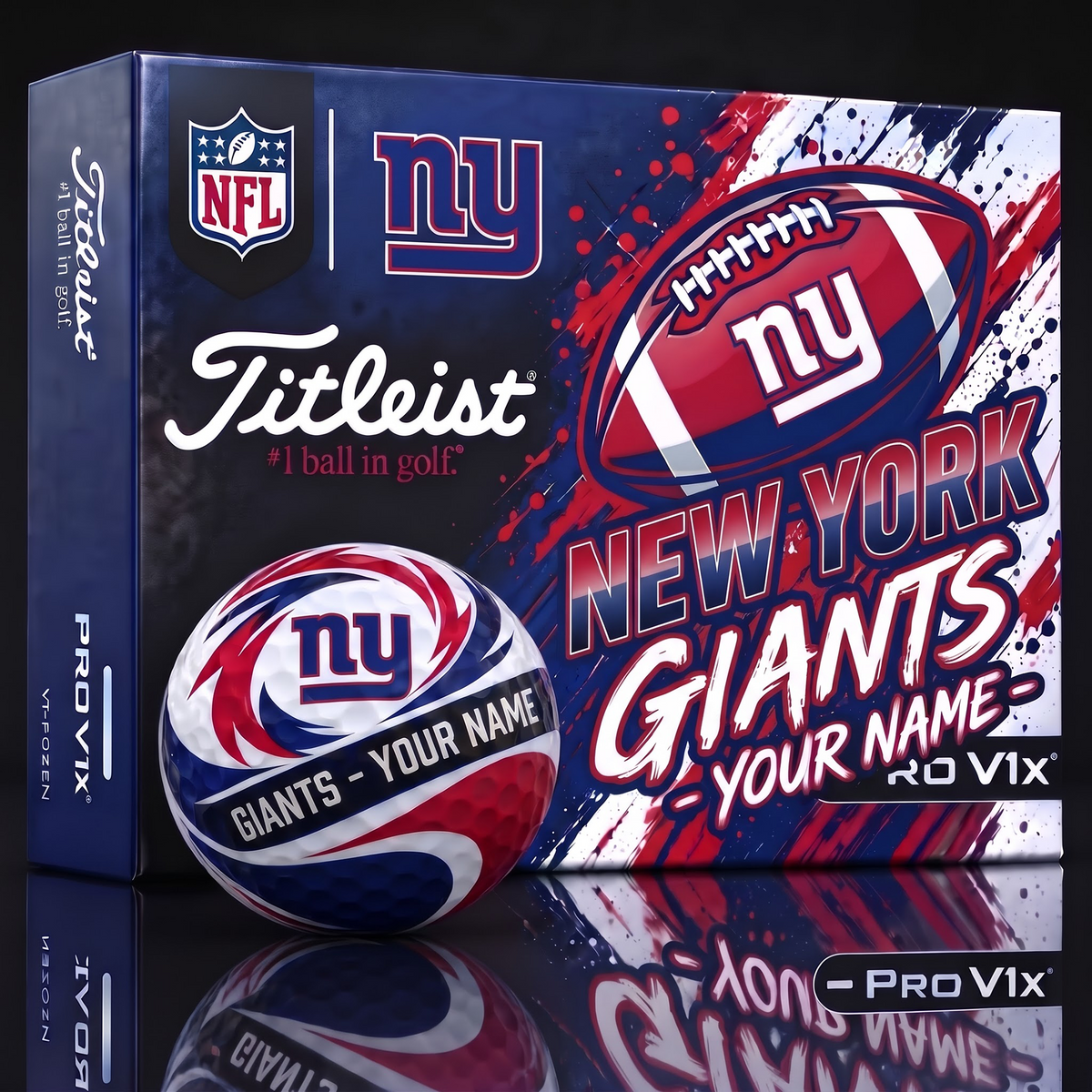 NYG X 1-of-1 Custom NFL Personalized Splatter Titleist Golf Balls Set