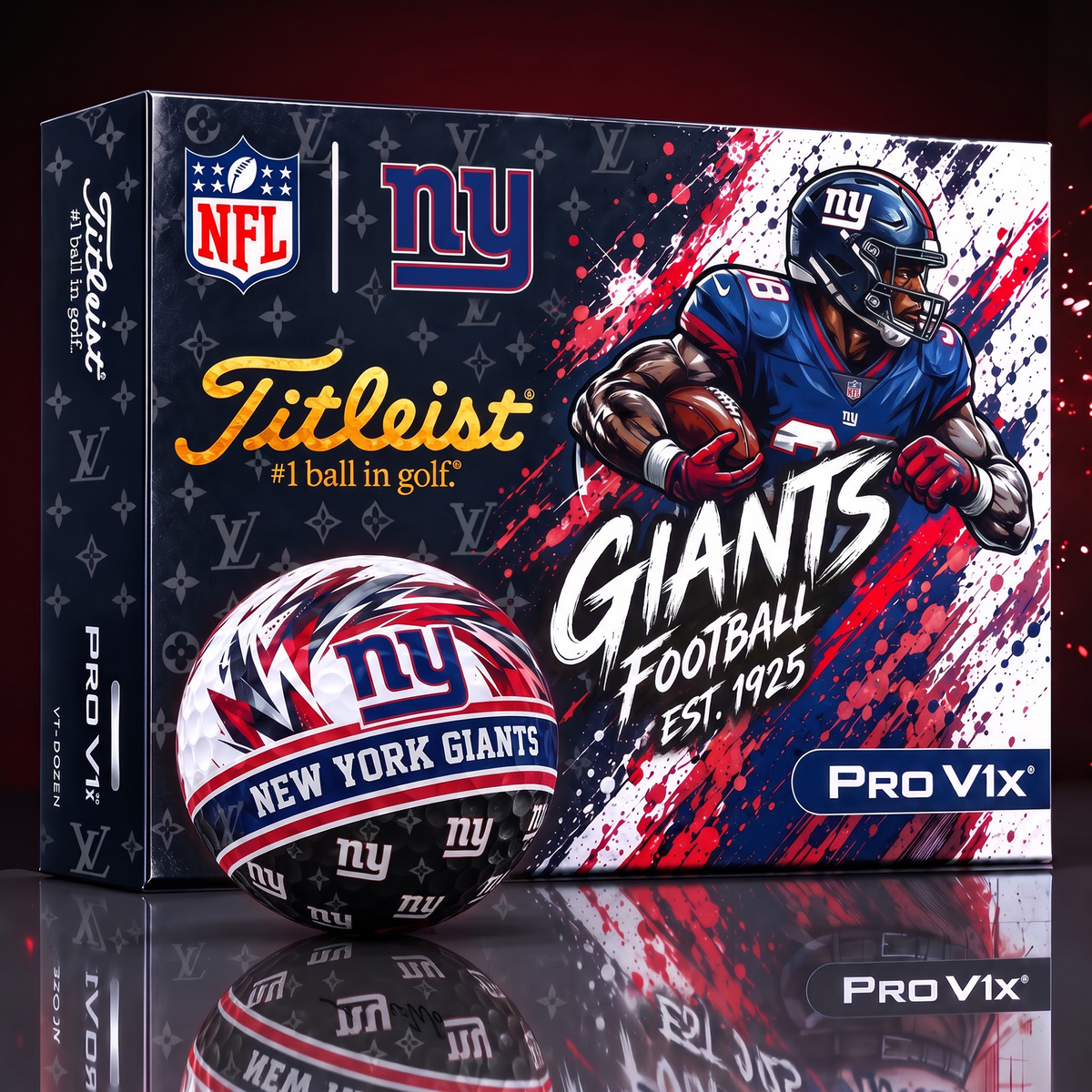 NYG X Custom NFL x LV Dynamic Paint Splatter Golf Balls