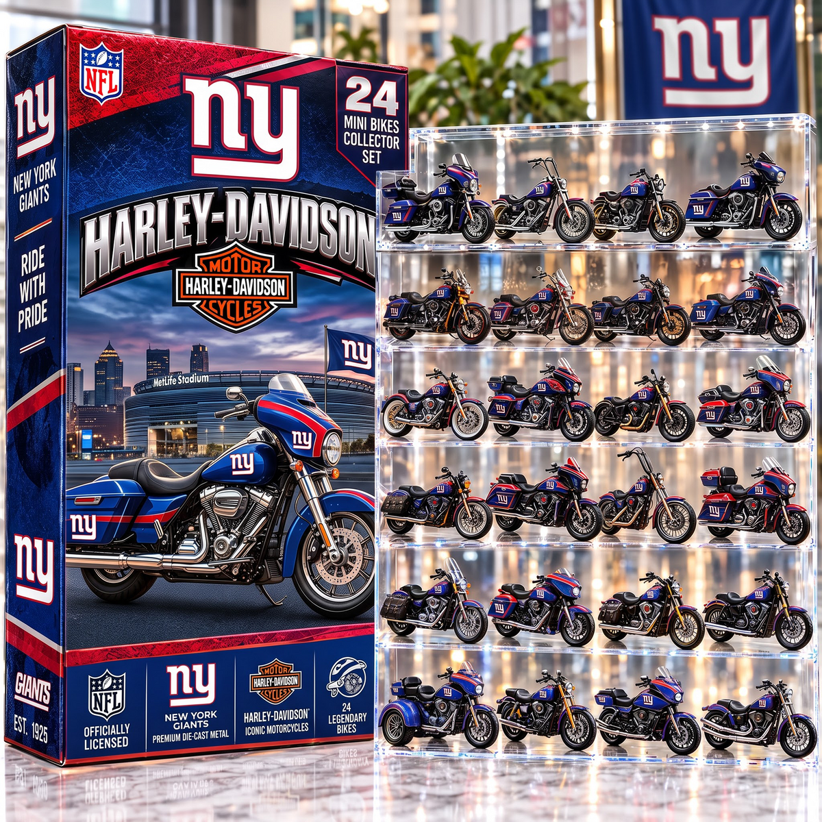 NYG X NFL 24-Day Countdown Blink Box Cruiser Motorcycles Set