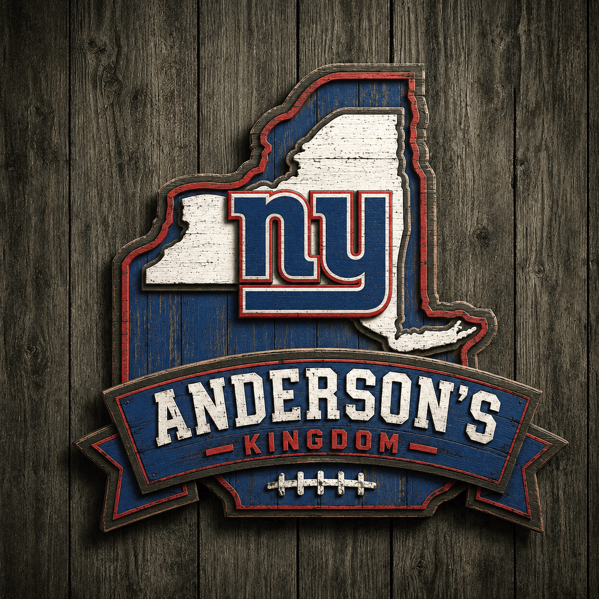 NYG x NFL Personalized Vintage Wooden Sign