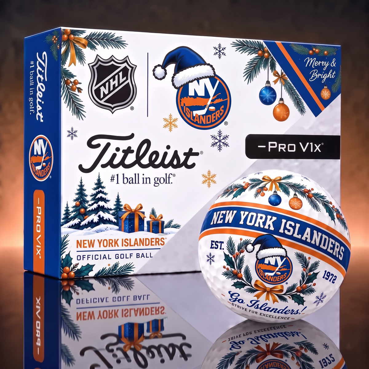 NYI X 1-OF-1 NHL TITLEIST CHRISTMAS  GOLF BALLS