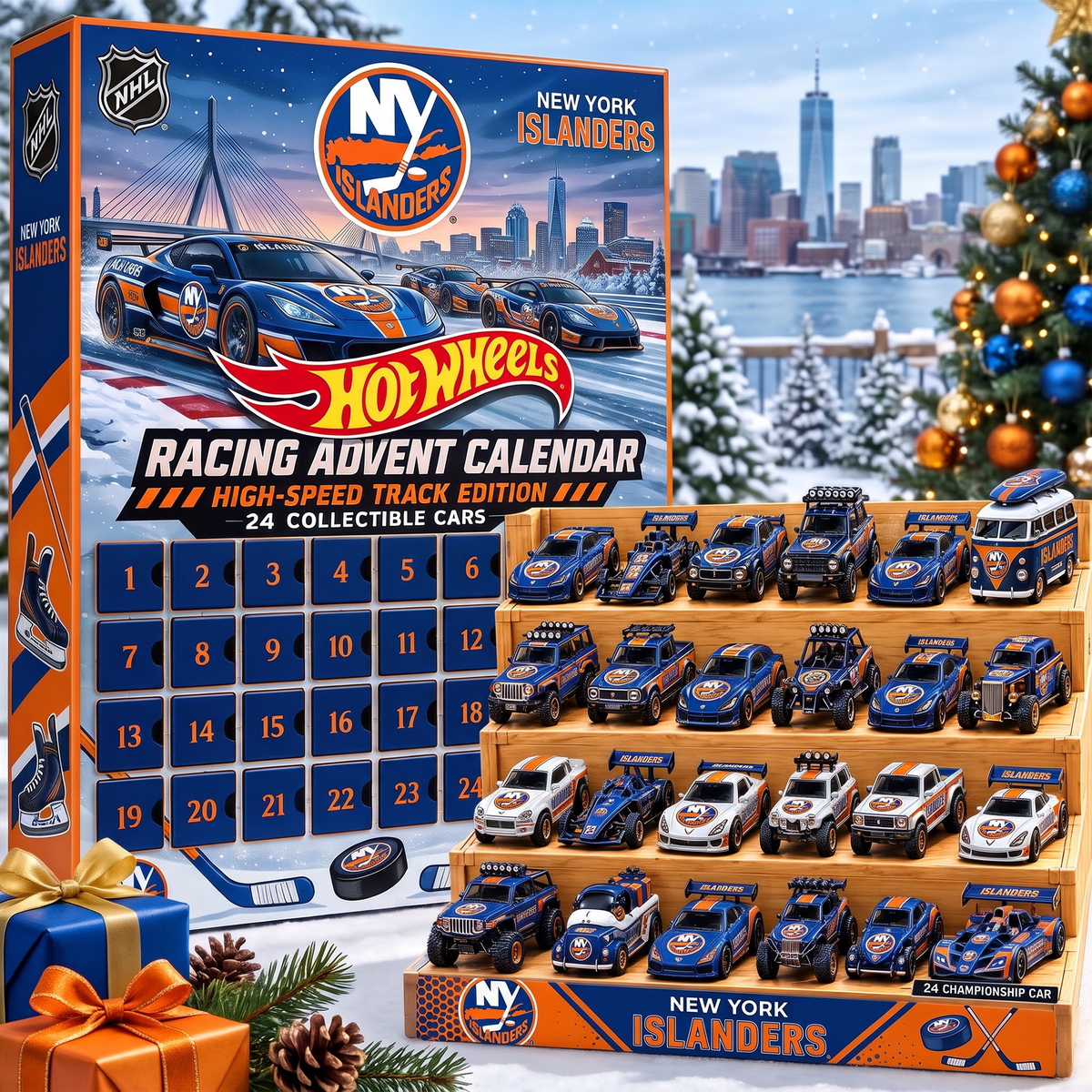 NYI X 1-of-1 Custom NHL Racing Advent Calendar 24 Cars Gift Set