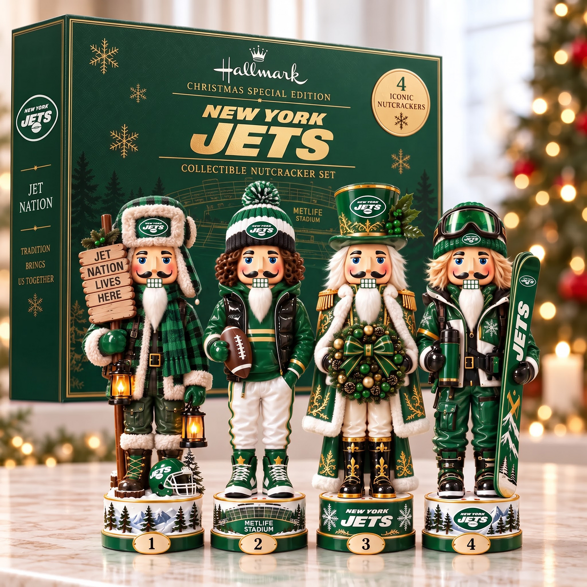 NYJ X Premium NFL Christmas Nutcracker Collector Set
