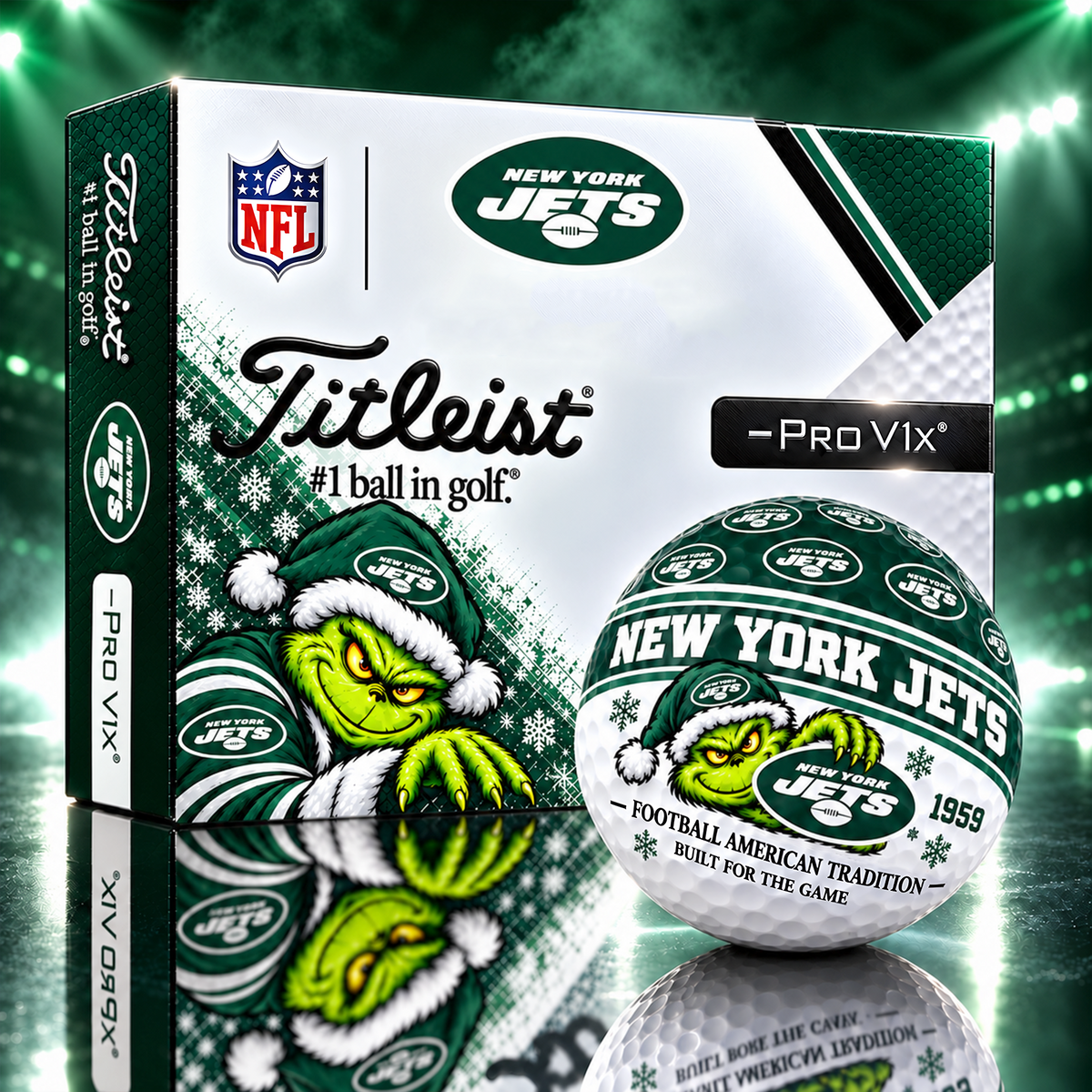 NYJ x NFL 1-OF-1 IN-HOUSE CRAFTED TITLEIST PRO V1X GOLF BALLS