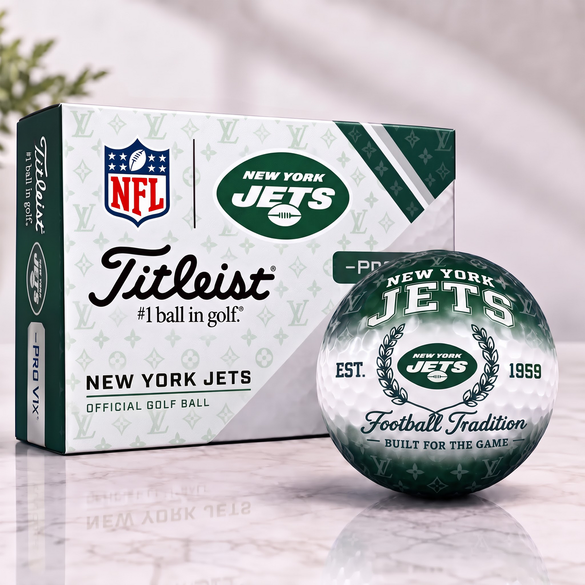 NYJ x NFL Custom LV x Titleist Pro V1 Golf Balls Set V2