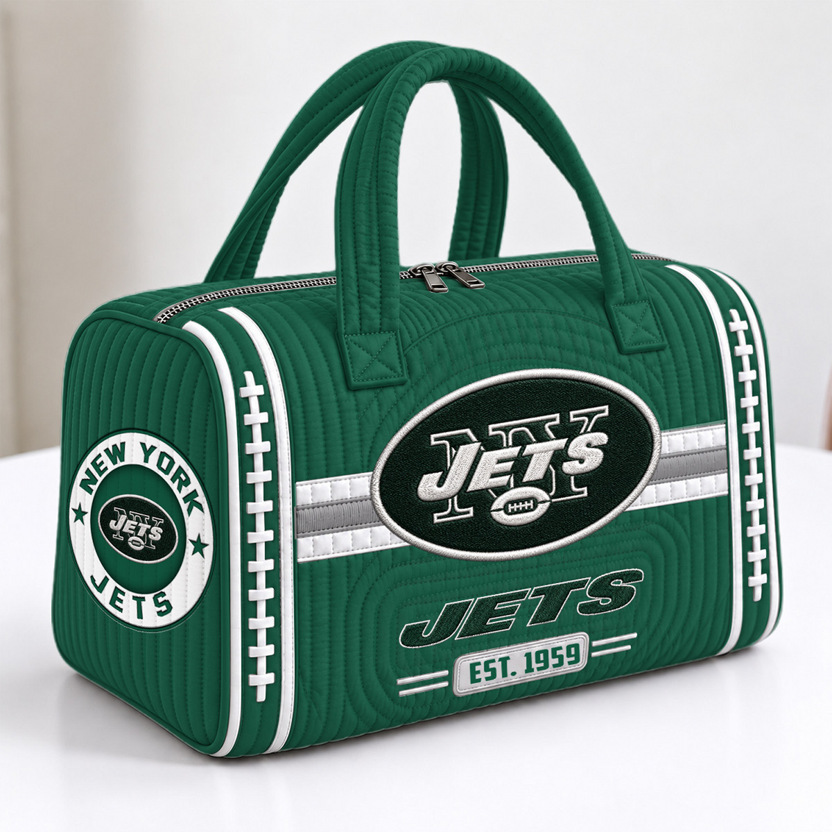 NYJ x NFL Quilted Luggage Travel Bag