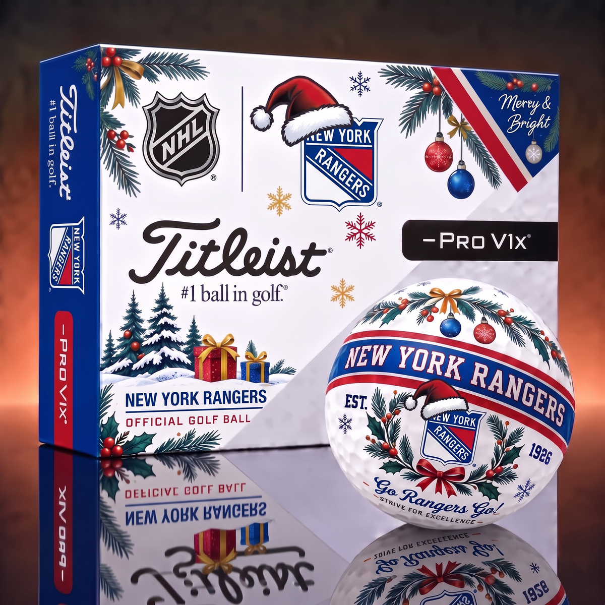 NYR X 1-OF-1 NHL TITLEIST CHRISTMAS  GOLF BALLS
