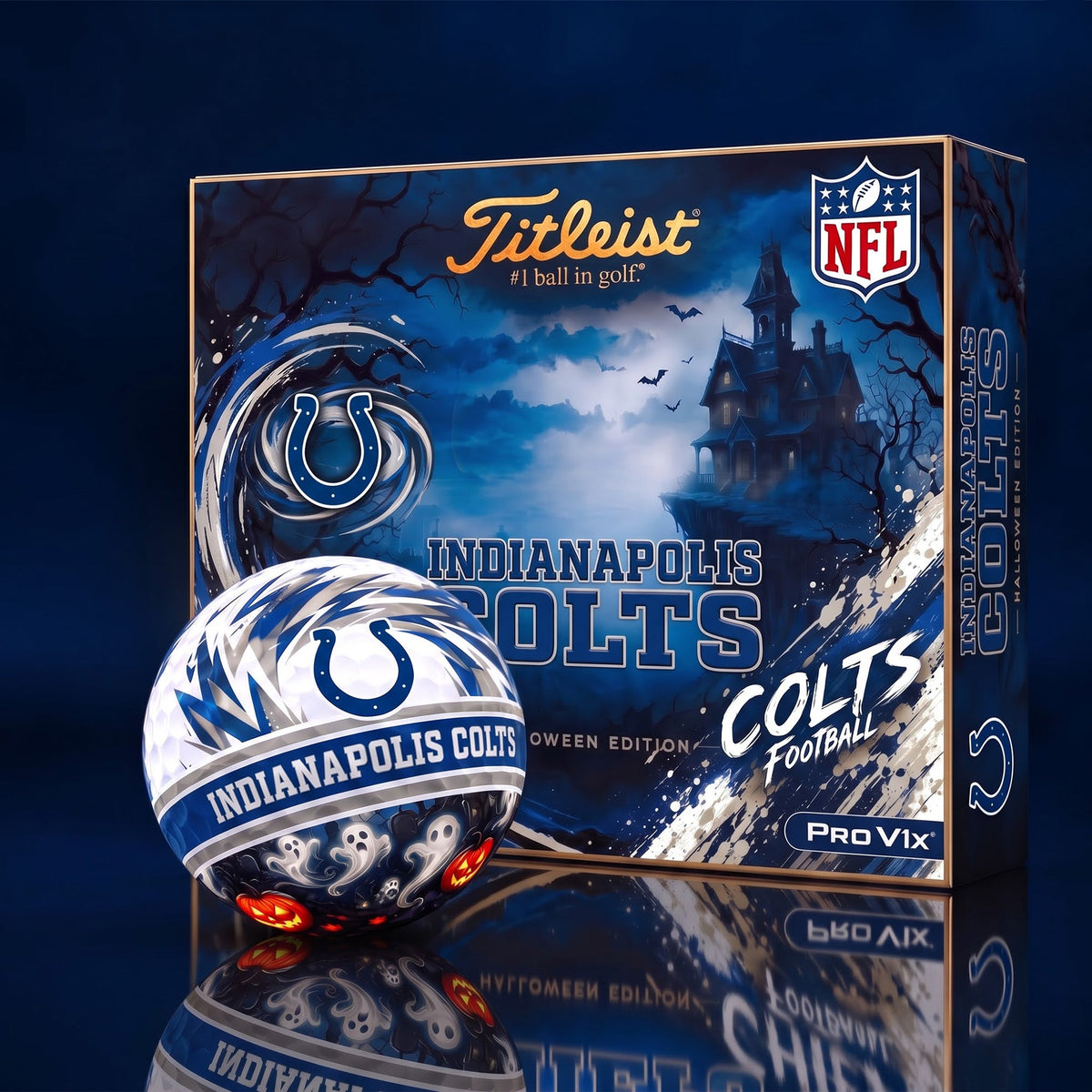 OFFICAL TITLIEST X PREMIUM NFL IND DELUXE PERSONALIZED HALLOWEEN HORROR FAIRWAY V3 GOLF BALL SET EDITION