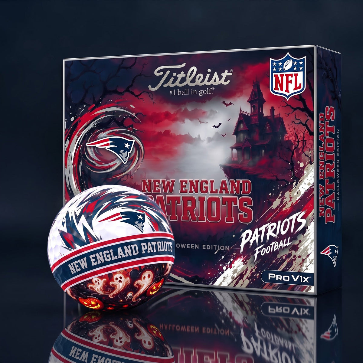 OFFICAL TITLIEST X PREMIUM NFL NE DELUXE PERSONALIZED HALLOWEEN HORROR FAIRWAY V3 GOLF BALL SET EDITION