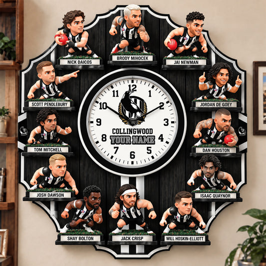 OFFICIAL AFL X PREMIUM COL 3D BESPOKE NAME Famous Players Acrylic Wall Clock For Home Decor EDITION