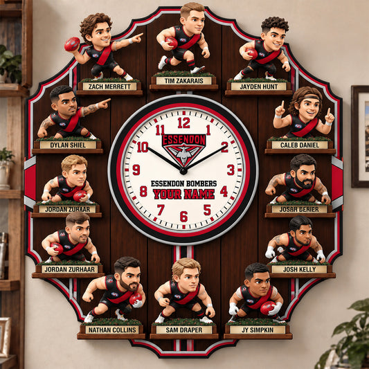 OFFICIAL AFL X PREMIUM ESS 3D BESPOKE NAME Famous Players Acrylic Wall Clock For Home Decor EDITION