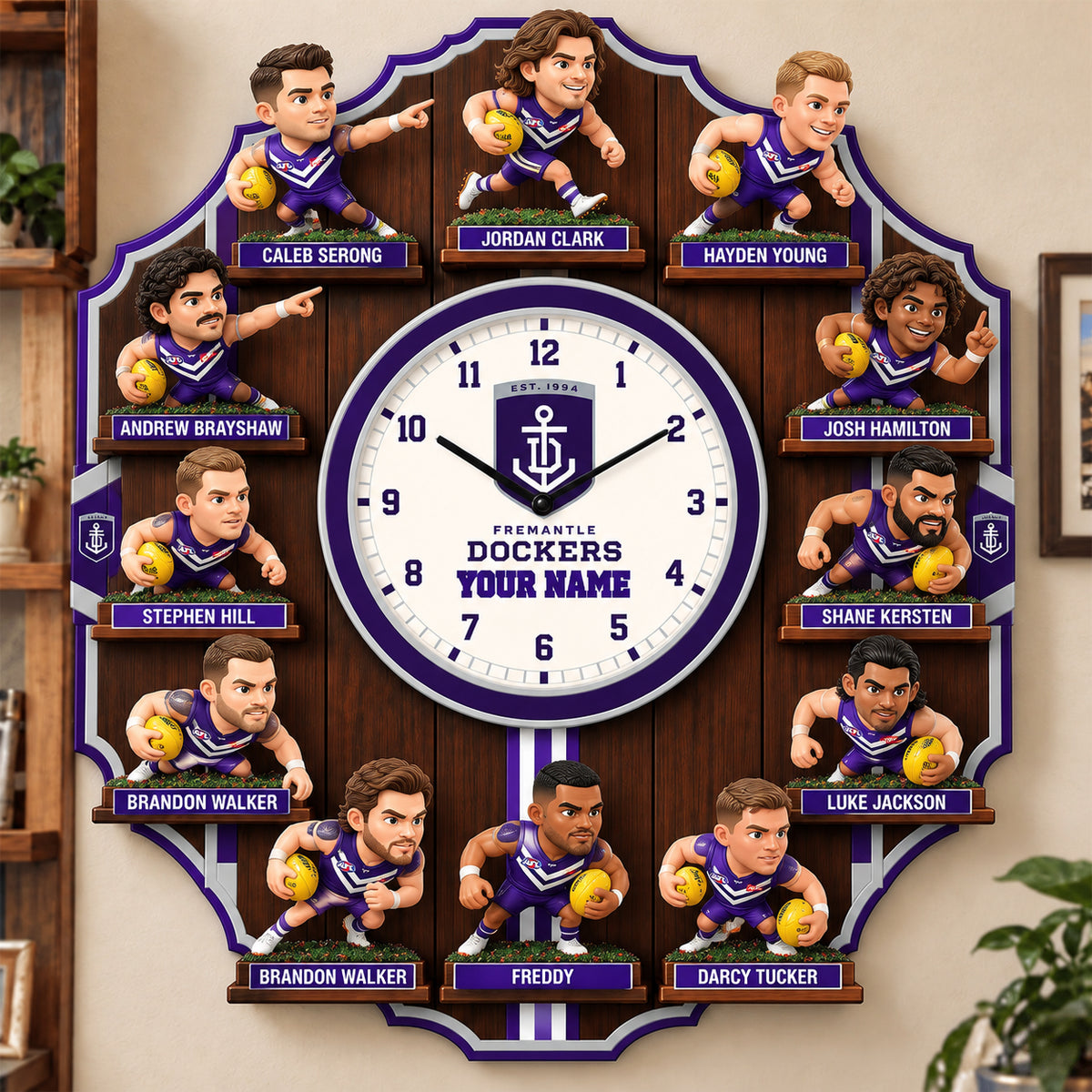 OFFICIAL AFL X PREMIUM FRE 3D BESPOKE NAME Famous Players Acrylic Wall Clock For Home Decor EDITION