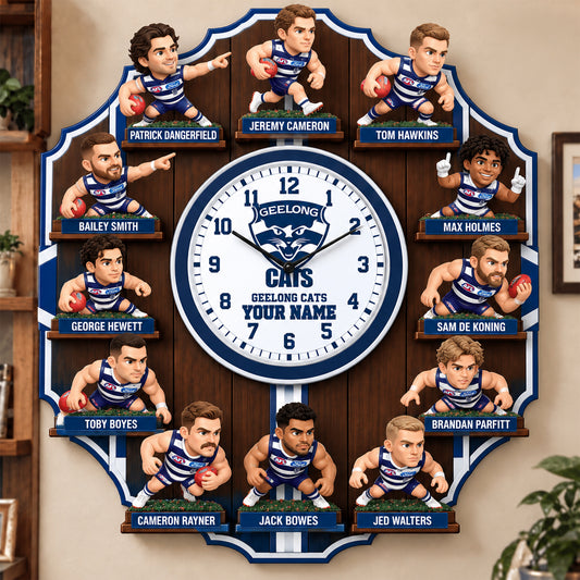 OFFICIAL AFL X PREMIUM GEE 3D BESPOKE NAME Famous Players Acrylic Wall Clock For Home Decor EDITION