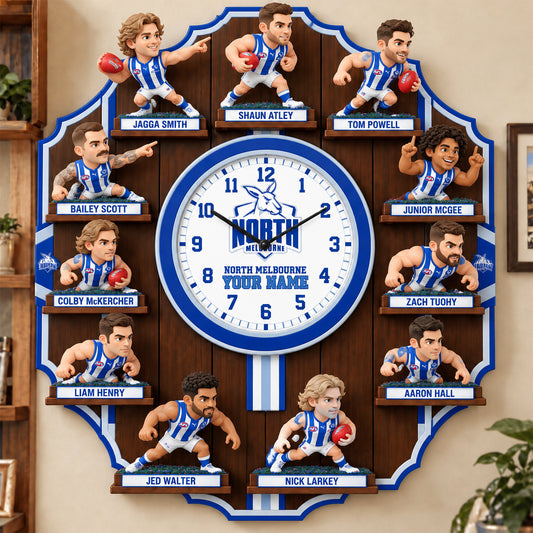 OFFICIAL AFL X PREMIUM NM 3D BESPOKE NAME Famous Players Acrylic Wall Clock For Home Decor EDITION