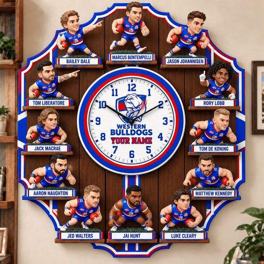 OFFICIAL AFL X PREMIUM WB 3D BESPOKE NAME Famous Players Acrylic Wall Clock For Home Decor EDITION